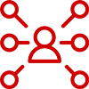 networking icon with person in middle