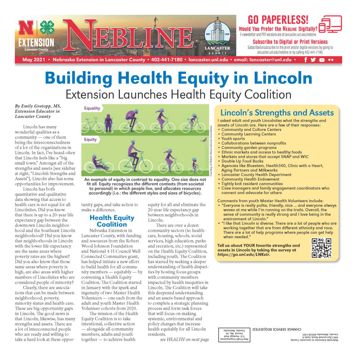 Lancaster County Extension Nebline Article on Health Equity