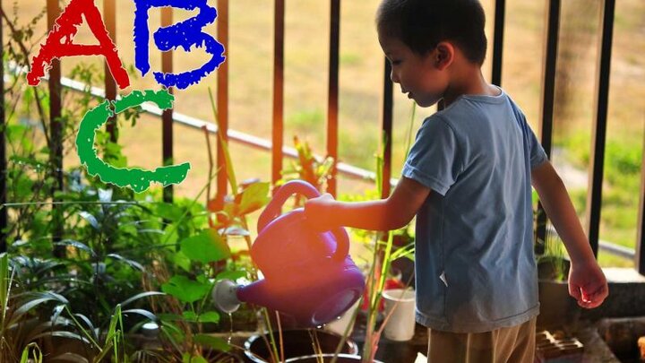 Image of child in a garden.