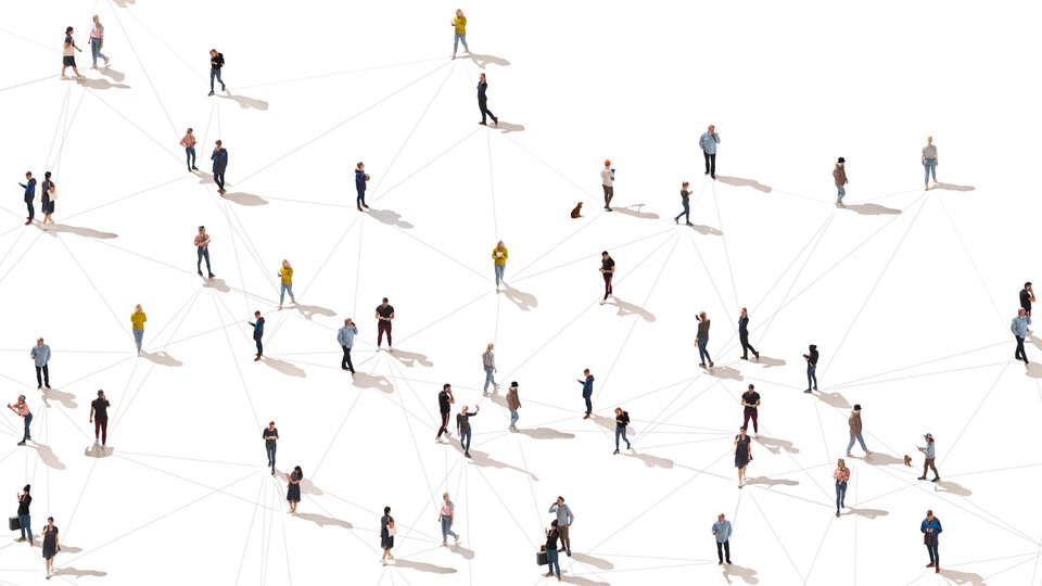 Graphic of people connected by lines.