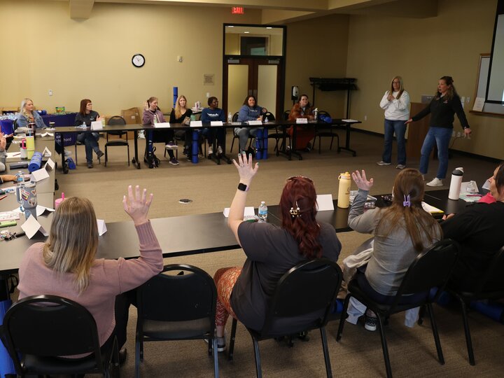 Jaci Foged teaching Healthy Habits training to a group of Early Childhood teachers
