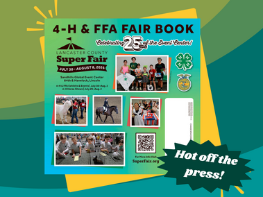4-H and FFA Fair Book cover with a collage of photos, logos, and "Hot off the press!" text.
