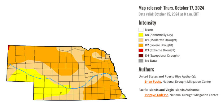 NE drought monitor map