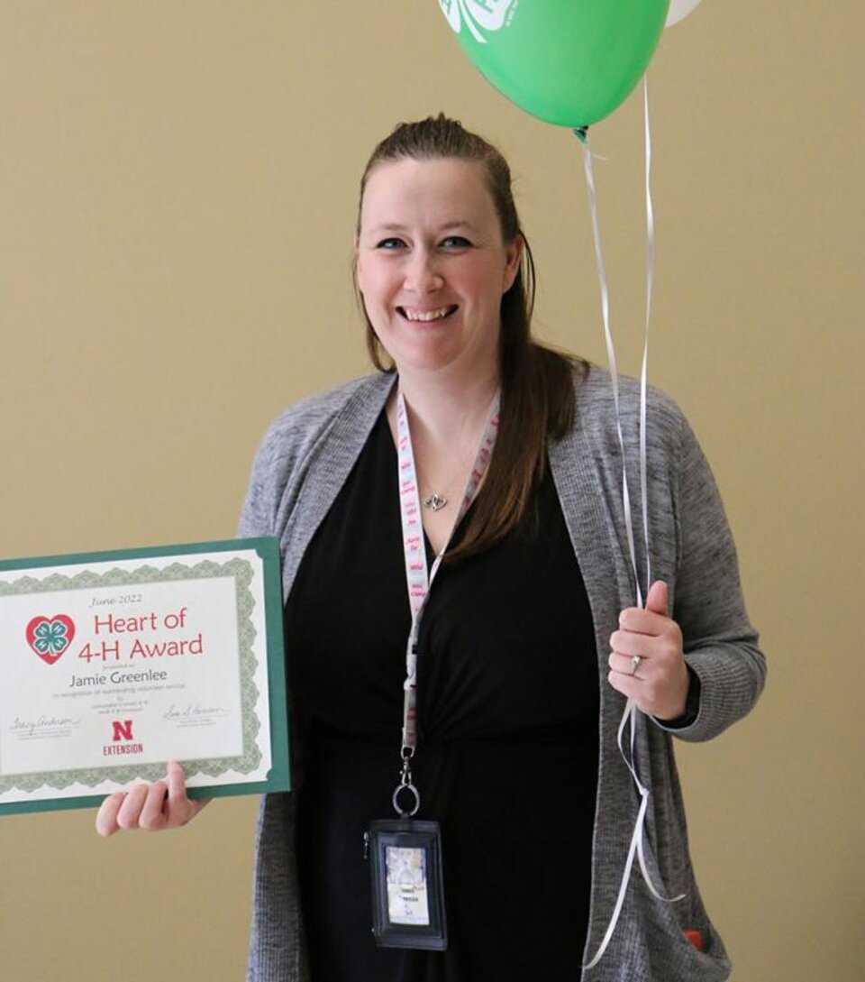 Jamie Greenlee accepting her award. 